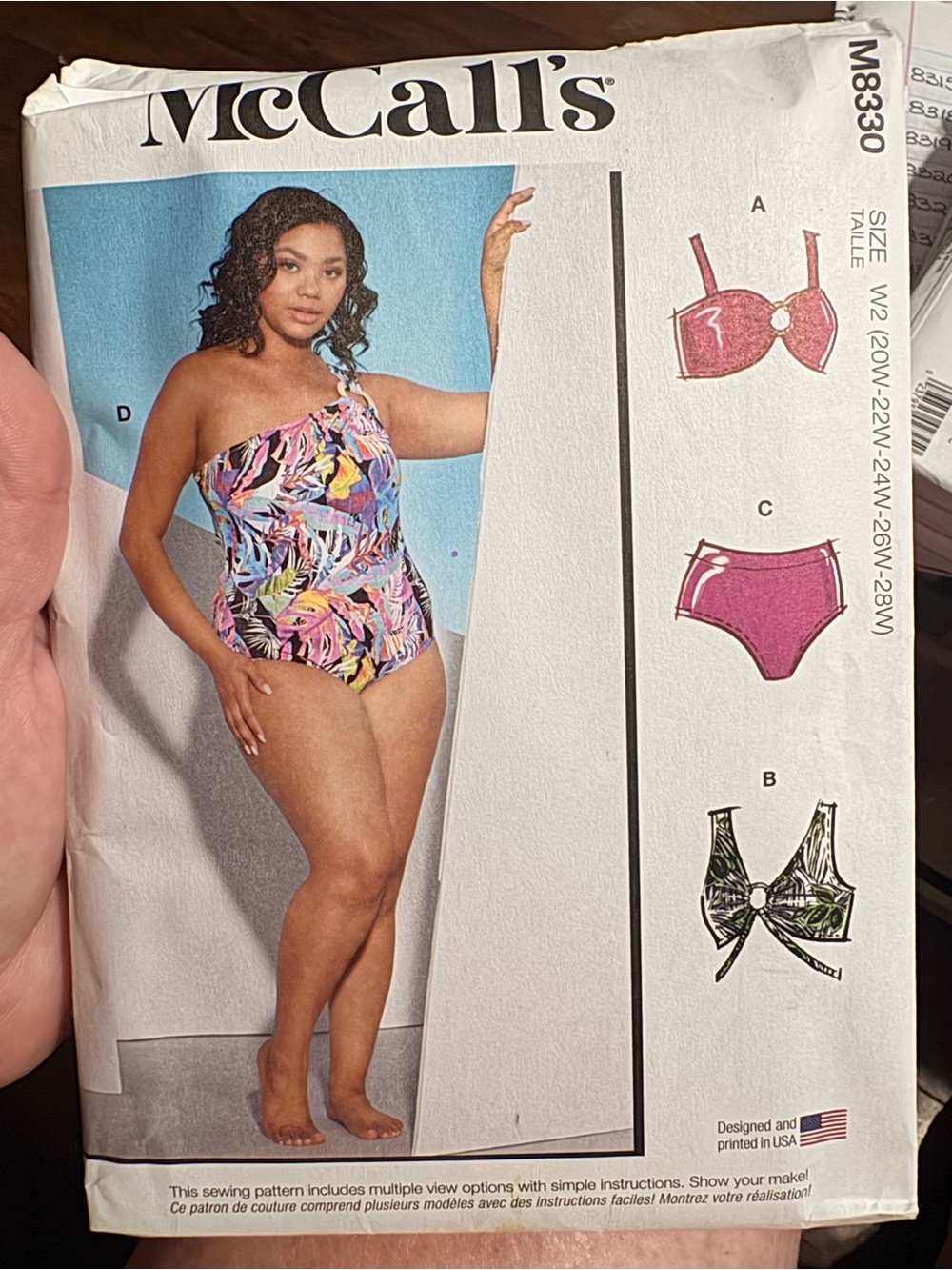 BN UNCUT MCCALLS 8330 W2 PLUS SIZE SEWING PATTERNS SWIMSUIT